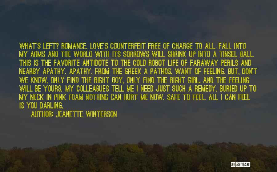 Jeanette Winterson Quotes: What's Left? Romance. Love's Counterfeit Free Of Charge To All. Fall Into My Arms And The World With Its Sorrows