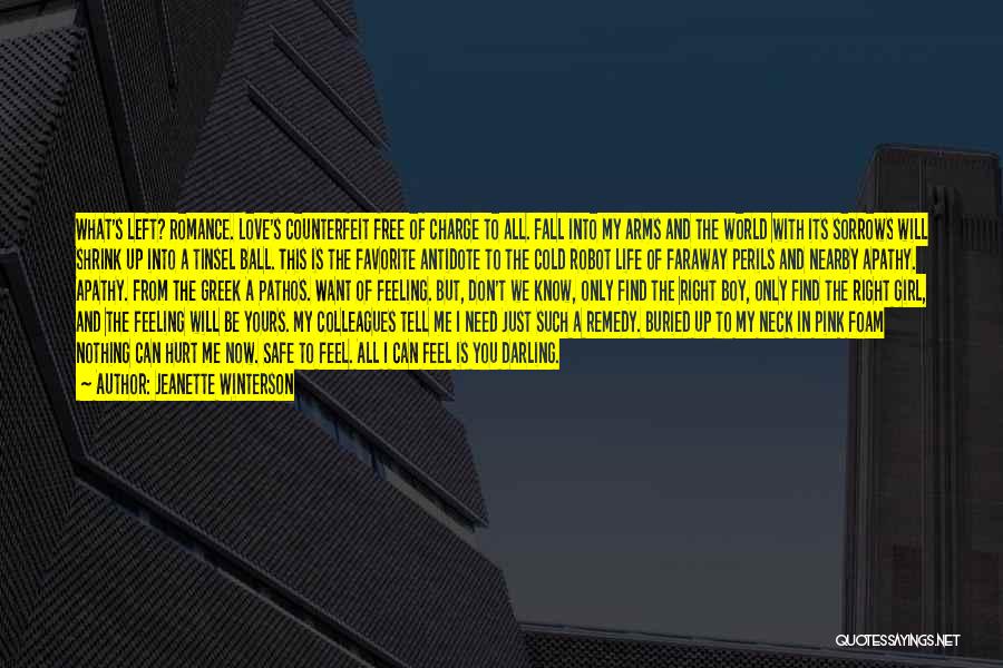 Jeanette Winterson Quotes: What's Left? Romance. Love's Counterfeit Free Of Charge To All. Fall Into My Arms And The World With Its Sorrows