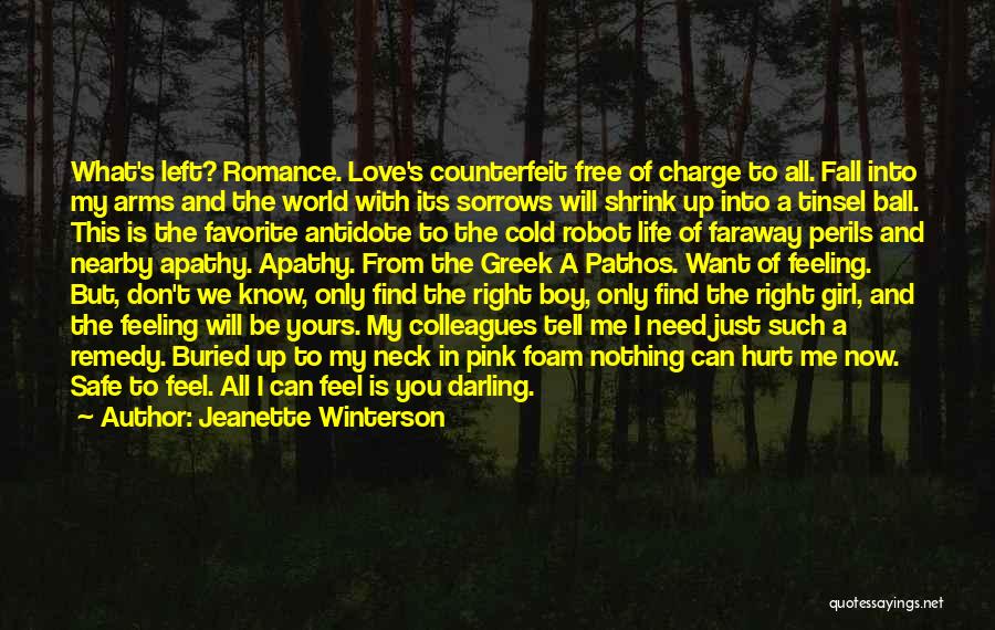 Jeanette Winterson Quotes: What's Left? Romance. Love's Counterfeit Free Of Charge To All. Fall Into My Arms And The World With Its Sorrows