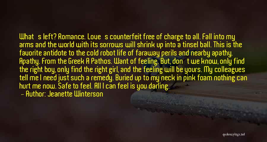 Jeanette Winterson Quotes: What's Left? Romance. Love's Counterfeit Free Of Charge To All. Fall Into My Arms And The World With Its Sorrows