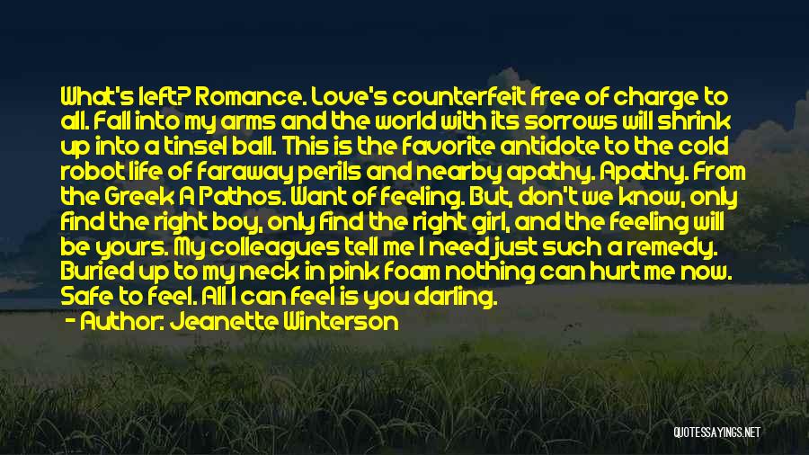 Jeanette Winterson Quotes: What's Left? Romance. Love's Counterfeit Free Of Charge To All. Fall Into My Arms And The World With Its Sorrows