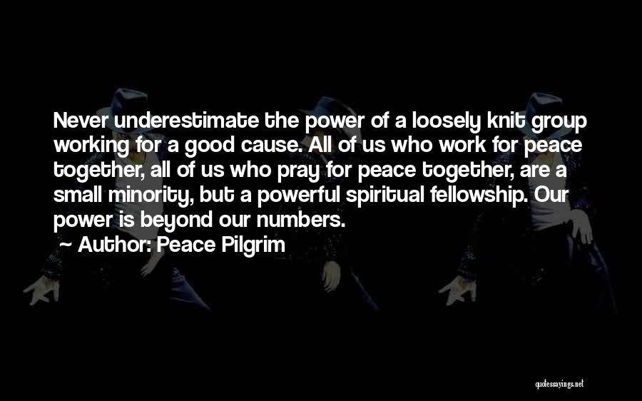 Peace Pilgrim Quotes: Never Underestimate The Power Of A Loosely Knit Group Working For A Good Cause. All Of Us Who Work For