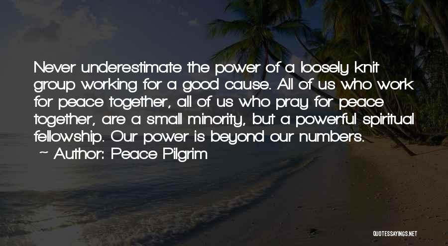 Peace Pilgrim Quotes: Never Underestimate The Power Of A Loosely Knit Group Working For A Good Cause. All Of Us Who Work For