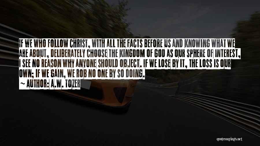 A.W. Tozer Quotes: If We Who Follow Christ, With All The Facts Before Us And Knowing What We Are About, Deliberately Choose The