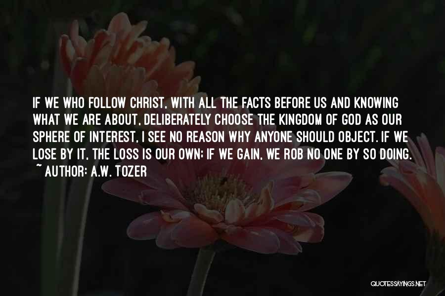 A.W. Tozer Quotes: If We Who Follow Christ, With All The Facts Before Us And Knowing What We Are About, Deliberately Choose The