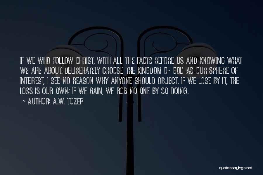 A.W. Tozer Quotes: If We Who Follow Christ, With All The Facts Before Us And Knowing What We Are About, Deliberately Choose The