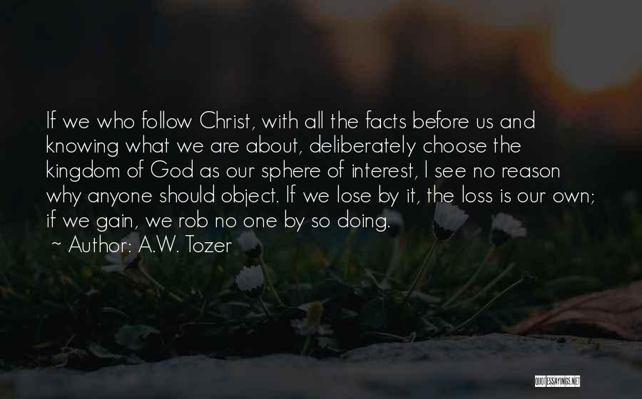 A.W. Tozer Quotes: If We Who Follow Christ, With All The Facts Before Us And Knowing What We Are About, Deliberately Choose The
