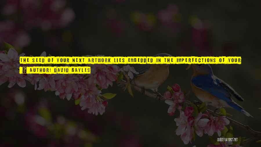 David Bayles Quotes: The Seed Of Your Next Artwork Lies Embedded In The Imperfections Of Your Current Piece. Such Imperfections Are Your Guides