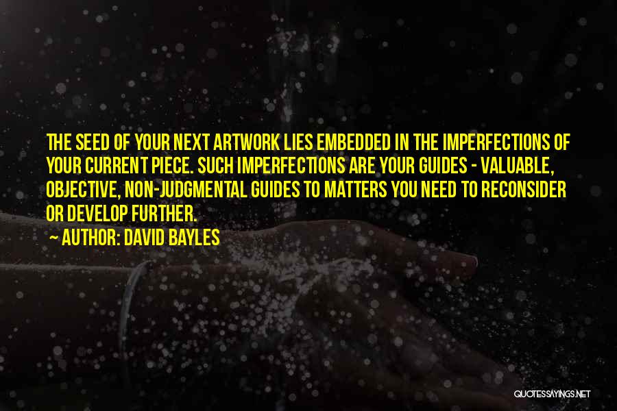 David Bayles Quotes: The Seed Of Your Next Artwork Lies Embedded In The Imperfections Of Your Current Piece. Such Imperfections Are Your Guides