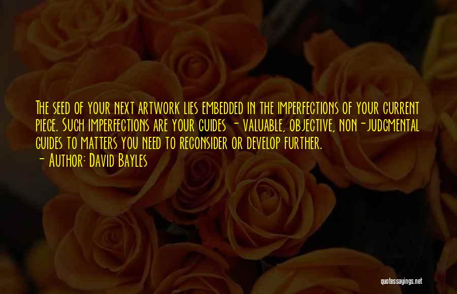 David Bayles Quotes: The Seed Of Your Next Artwork Lies Embedded In The Imperfections Of Your Current Piece. Such Imperfections Are Your Guides