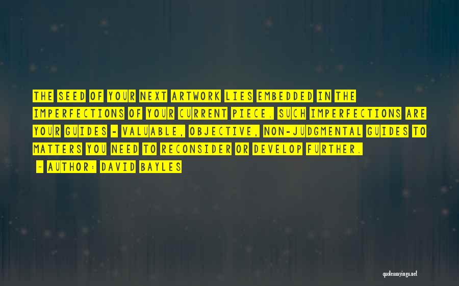 David Bayles Quotes: The Seed Of Your Next Artwork Lies Embedded In The Imperfections Of Your Current Piece. Such Imperfections Are Your Guides