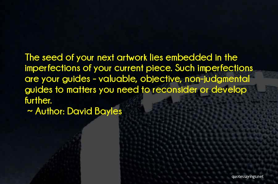 David Bayles Quotes: The Seed Of Your Next Artwork Lies Embedded In The Imperfections Of Your Current Piece. Such Imperfections Are Your Guides