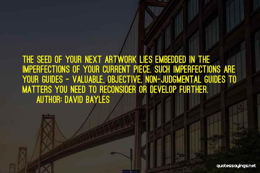 David Bayles Quotes: The Seed Of Your Next Artwork Lies Embedded In The Imperfections Of Your Current Piece. Such Imperfections Are Your Guides