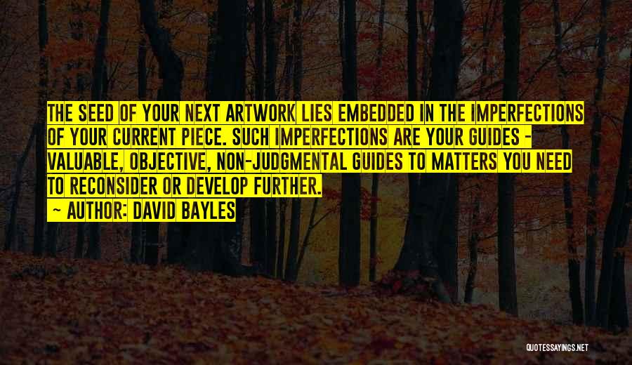 David Bayles Quotes: The Seed Of Your Next Artwork Lies Embedded In The Imperfections Of Your Current Piece. Such Imperfections Are Your Guides