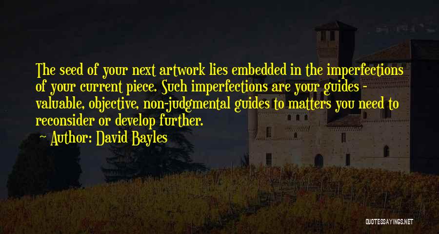 David Bayles Quotes: The Seed Of Your Next Artwork Lies Embedded In The Imperfections Of Your Current Piece. Such Imperfections Are Your Guides