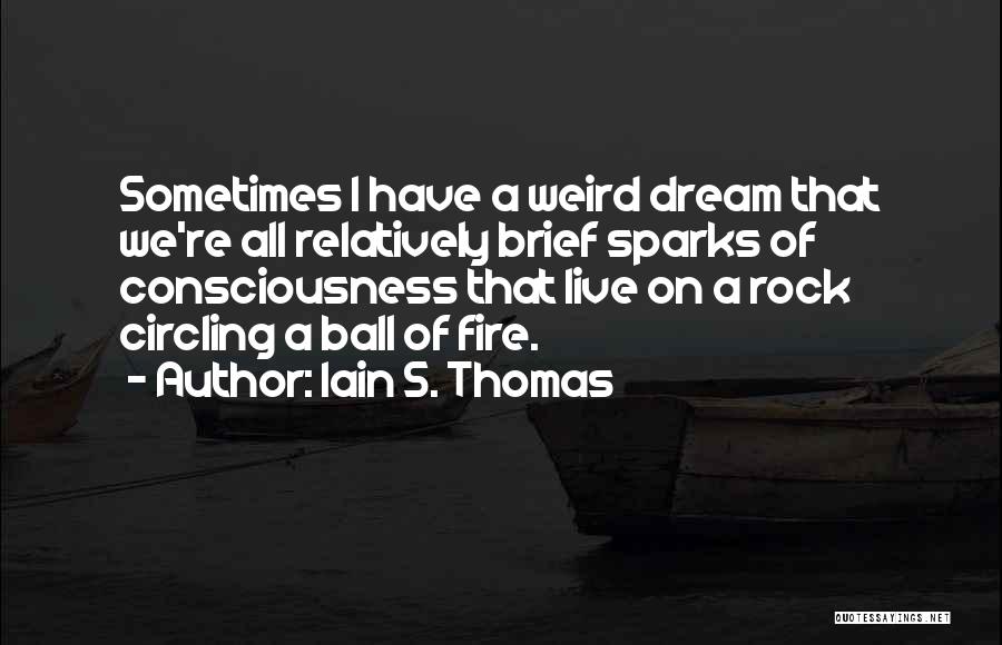 Iain S. Thomas Quotes: Sometimes I Have A Weird Dream That We're All Relatively Brief Sparks Of Consciousness That Live On A Rock Circling
