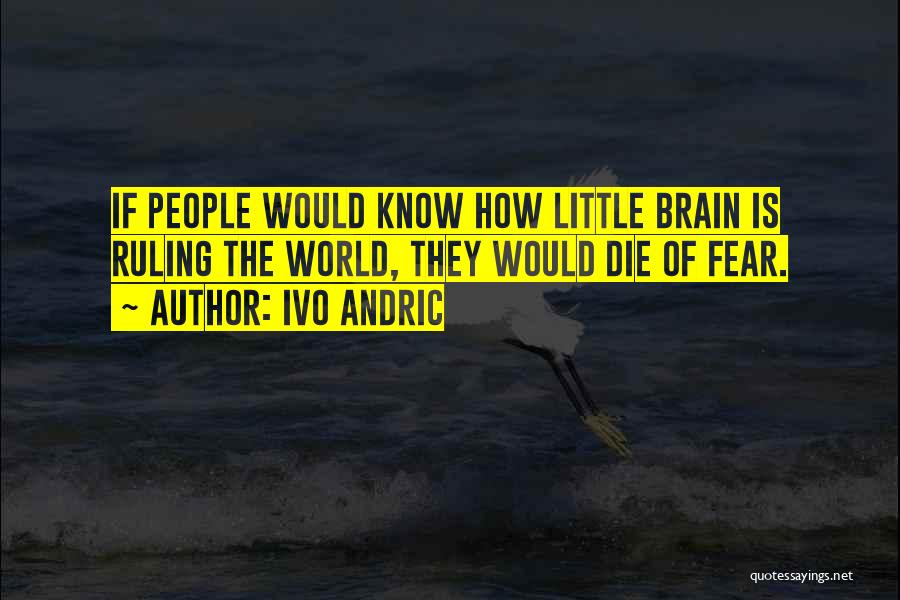 Ivo Andric Quotes: If People Would Know How Little Brain Is Ruling The World, They Would Die Of Fear.