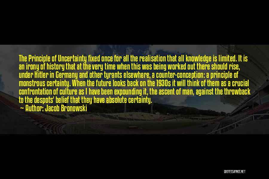 Jacob Bronowski Quotes: The Principle Of Uncertainty Fixed Once For All The Realisation That All Knowledge Is Limited. It Is An Irony Of