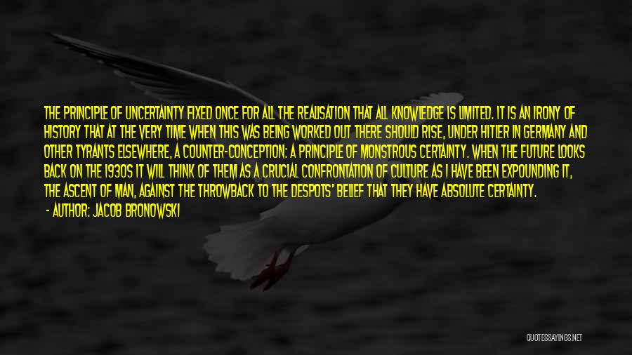 Jacob Bronowski Quotes: The Principle Of Uncertainty Fixed Once For All The Realisation That All Knowledge Is Limited. It Is An Irony Of