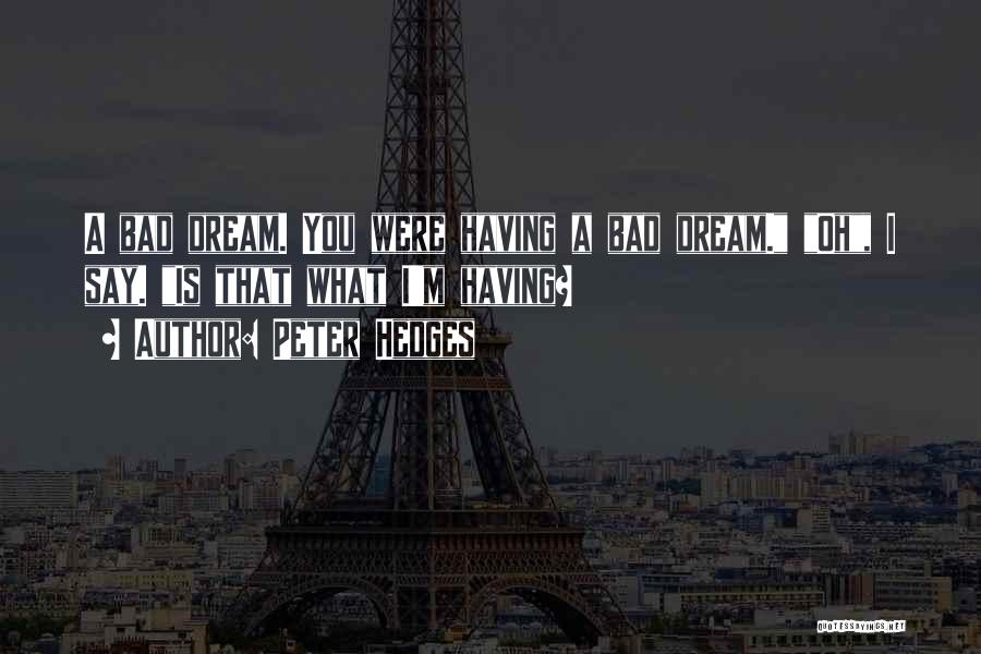 Peter Hedges Quotes: A Bad Dream. You Were Having A Bad Dream. Oh, I Say. Is That What I'm Having?