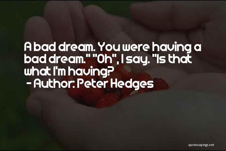 Peter Hedges Quotes: A Bad Dream. You Were Having A Bad Dream. Oh, I Say. Is That What I'm Having?