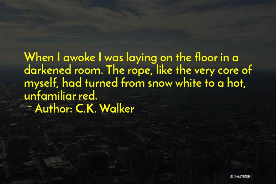 C.K. Walker Quotes: When I Awoke I Was Laying On The Floor In A Darkened Room. The Rope, Like The Very Core Of