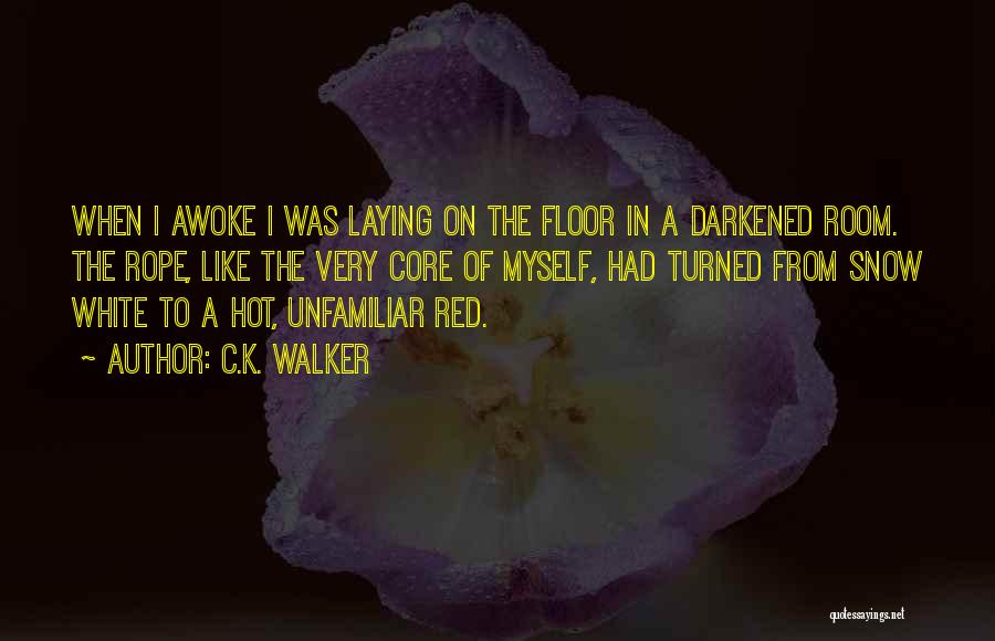 C.K. Walker Quotes: When I Awoke I Was Laying On The Floor In A Darkened Room. The Rope, Like The Very Core Of