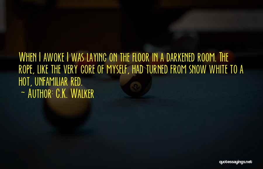 C.K. Walker Quotes: When I Awoke I Was Laying On The Floor In A Darkened Room. The Rope, Like The Very Core Of