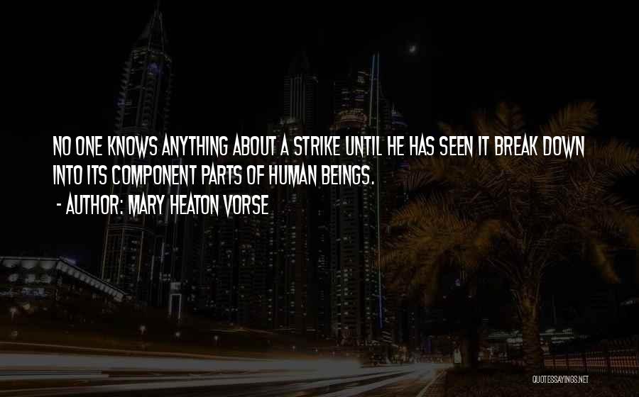 Mary Heaton Vorse Quotes: No One Knows Anything About A Strike Until He Has Seen It Break Down Into Its Component Parts Of Human