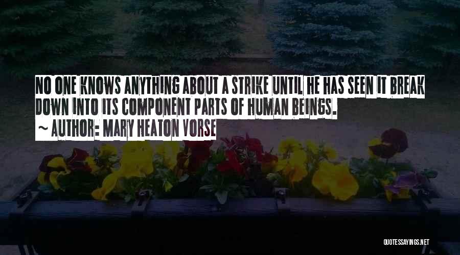 Mary Heaton Vorse Quotes: No One Knows Anything About A Strike Until He Has Seen It Break Down Into Its Component Parts Of Human