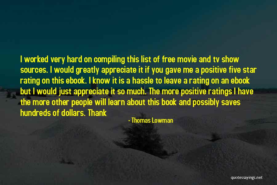 5 Star Rating Quotes By Thomas Lowman