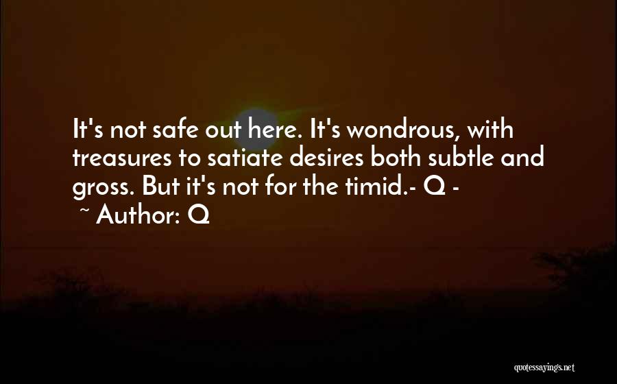 Q Quotes: It's Not Safe Out Here. It's Wondrous, With Treasures To Satiate Desires Both Subtle And Gross. But It's Not For