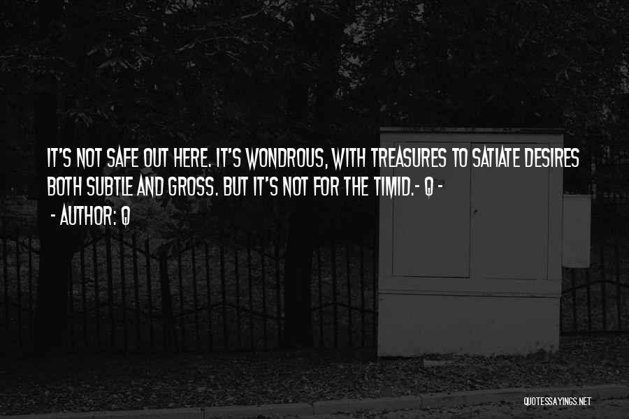 Q Quotes: It's Not Safe Out Here. It's Wondrous, With Treasures To Satiate Desires Both Subtle And Gross. But It's Not For