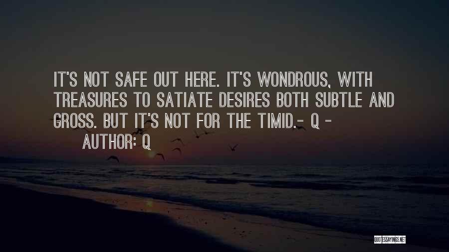 Q Quotes: It's Not Safe Out Here. It's Wondrous, With Treasures To Satiate Desires Both Subtle And Gross. But It's Not For