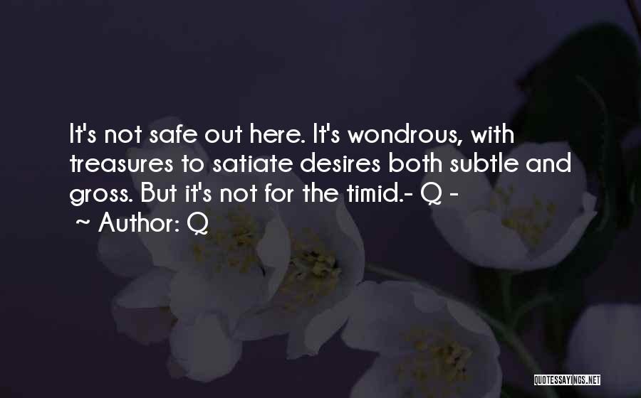 Q Quotes: It's Not Safe Out Here. It's Wondrous, With Treasures To Satiate Desires Both Subtle And Gross. But It's Not For