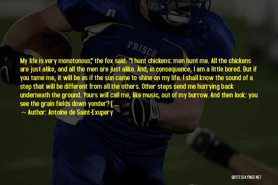 Antoine De Saint-Exupery Quotes: My Life Is Very Monotonous, The Fox Said. I Hunt Chickens: Men Hunt Me. All The Chickens Are Just Alike,