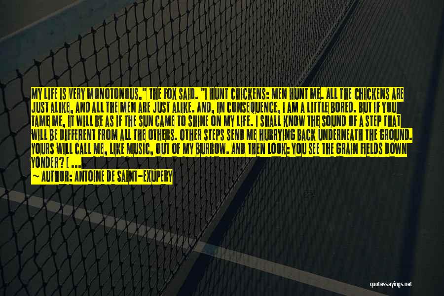 Antoine De Saint-Exupery Quotes: My Life Is Very Monotonous, The Fox Said. I Hunt Chickens: Men Hunt Me. All The Chickens Are Just Alike,