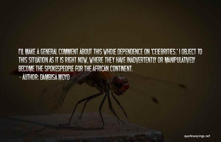 Dambisa Moyo Quotes: I'll Make A General Comment About This Whole Dependence On 'celebrities.' I Object To This Situation As It Is Right