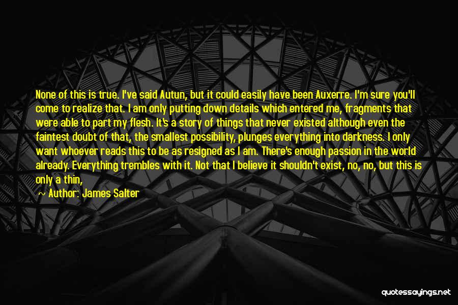 James Salter Quotes: None Of This Is True. I've Said Autun, But It Could Easily Have Been Auxerre. I'm Sure You'll Come To