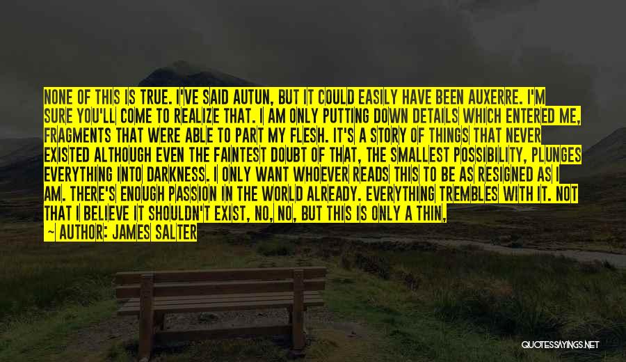 James Salter Quotes: None Of This Is True. I've Said Autun, But It Could Easily Have Been Auxerre. I'm Sure You'll Come To