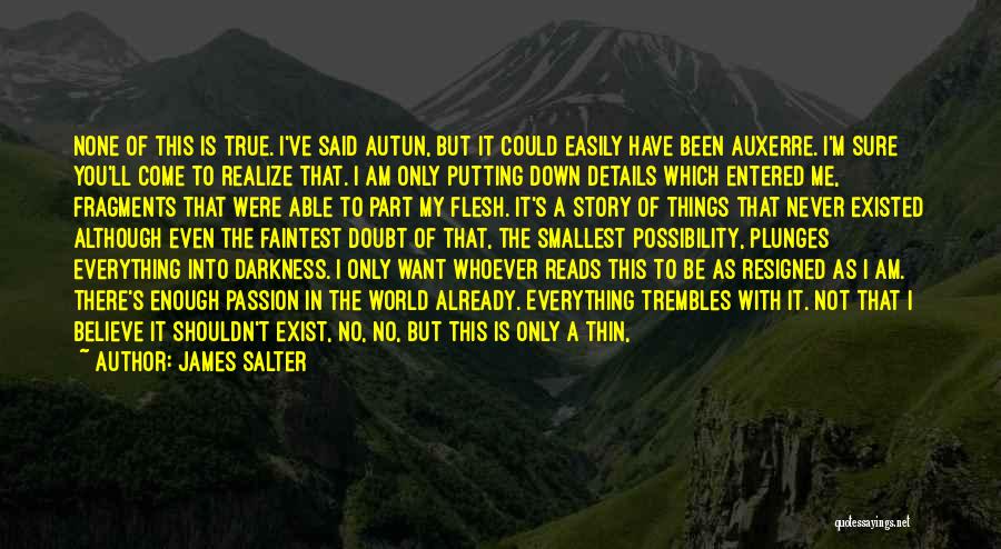 James Salter Quotes: None Of This Is True. I've Said Autun, But It Could Easily Have Been Auxerre. I'm Sure You'll Come To