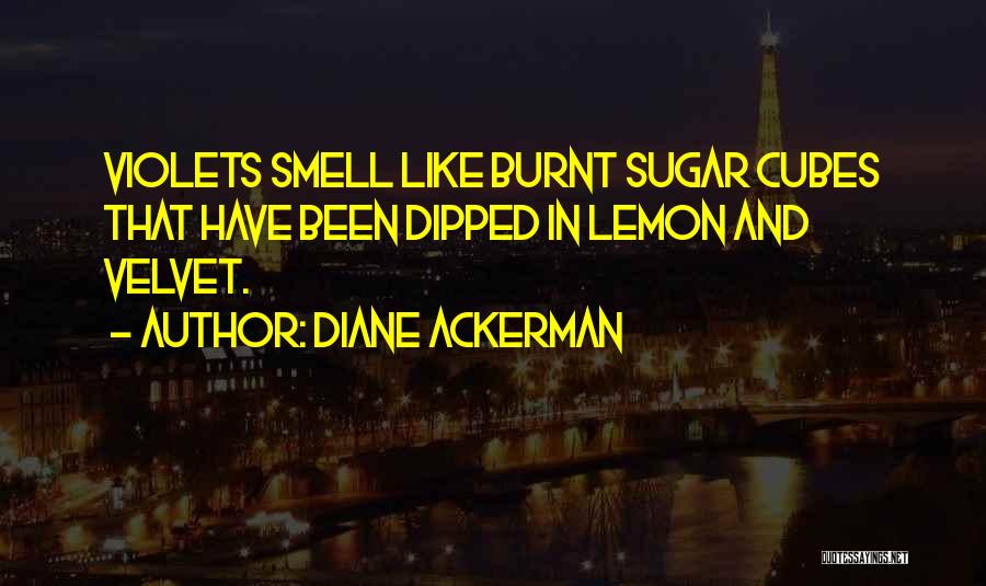 Diane Ackerman Quotes: Violets Smell Like Burnt Sugar Cubes That Have Been Dipped In Lemon And Velvet.