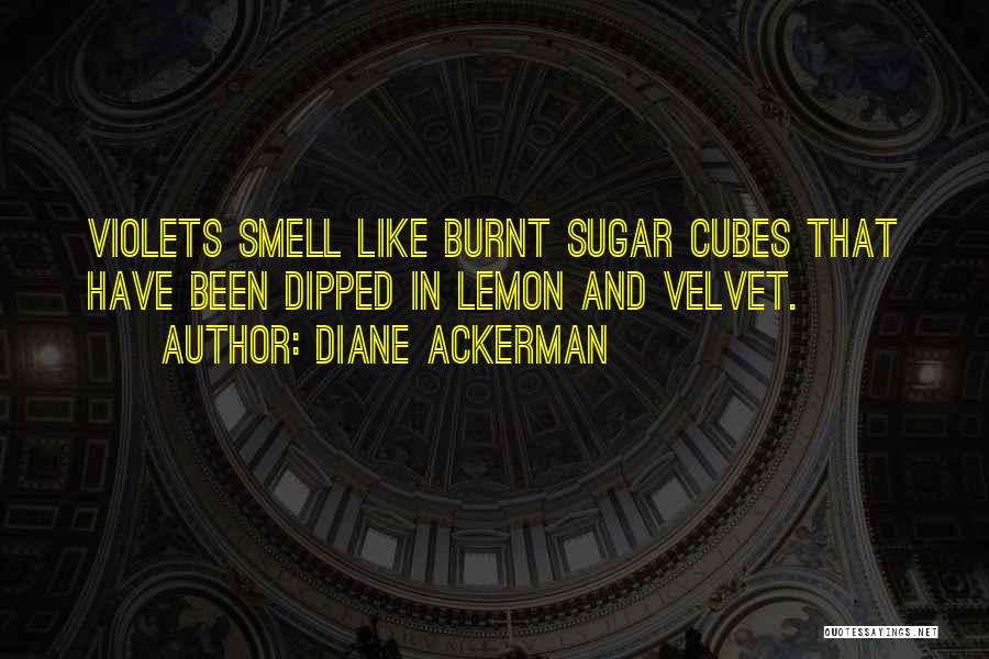 Diane Ackerman Quotes: Violets Smell Like Burnt Sugar Cubes That Have Been Dipped In Lemon And Velvet.