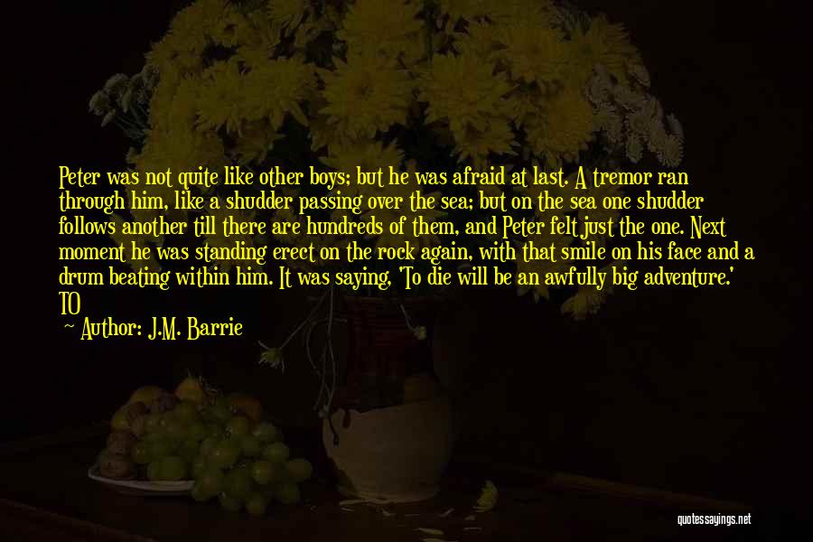 J.M. Barrie Quotes: Peter Was Not Quite Like Other Boys; But He Was Afraid At Last. A Tremor Ran Through Him, Like A