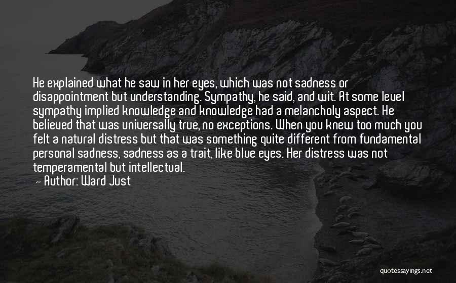 Ward Just Quotes: He Explained What He Saw In Her Eyes, Which Was Not Sadness Or Disappointment But Understanding. Sympathy, He Said, And