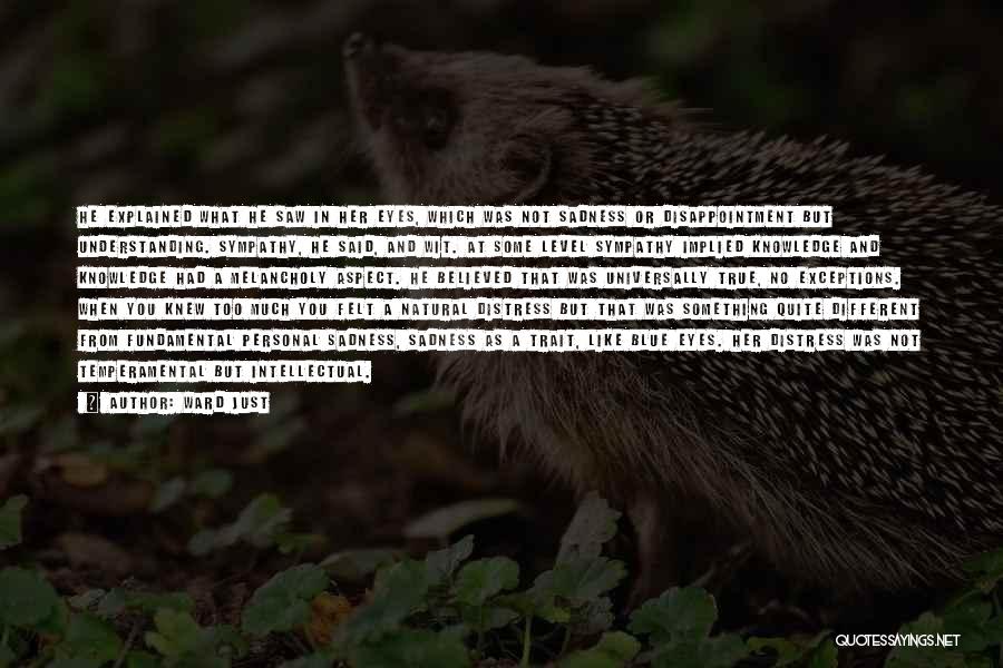 Ward Just Quotes: He Explained What He Saw In Her Eyes, Which Was Not Sadness Or Disappointment But Understanding. Sympathy, He Said, And