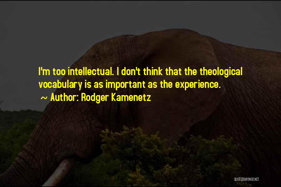Rodger Kamenetz Quotes: I'm Too Intellectual. I Don't Think That The Theological Vocabulary Is As Important As The Experience.