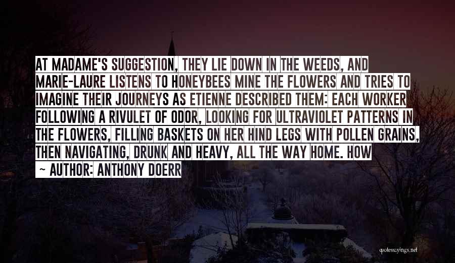 Anthony Doerr Quotes: At Madame's Suggestion, They Lie Down In The Weeds, And Marie-laure Listens To Honeybees Mine The Flowers And Tries To