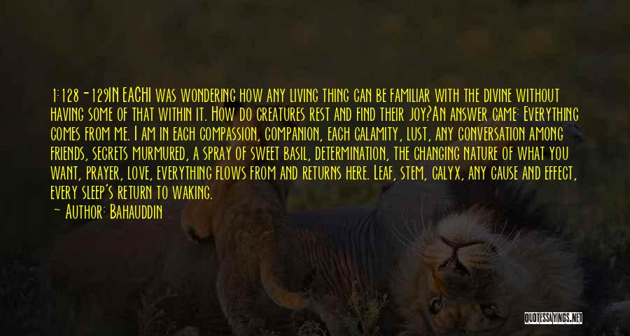 Bahauddin Quotes: 1:128-129in Eachi Was Wondering How Any Living Thing Can Be Familiar With The Divine Without Having Some Of That Within