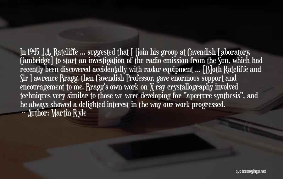 Martin Ryle Quotes: In 1945 J.a. Ratcliffe ... Suggested That I [join His Group At Cavendish Laboratory, Cambridge] To Start An Investigation Of